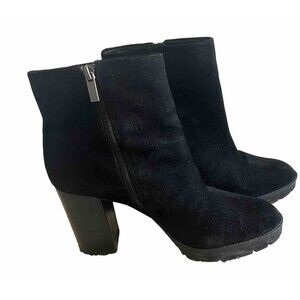 Arturo Chiang At-Lilliana Leather Upper Black Split Suede Ankle Boots Size 10 M